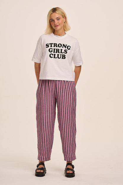 Peggy Linen Trousers - Purple & Pink Stripe