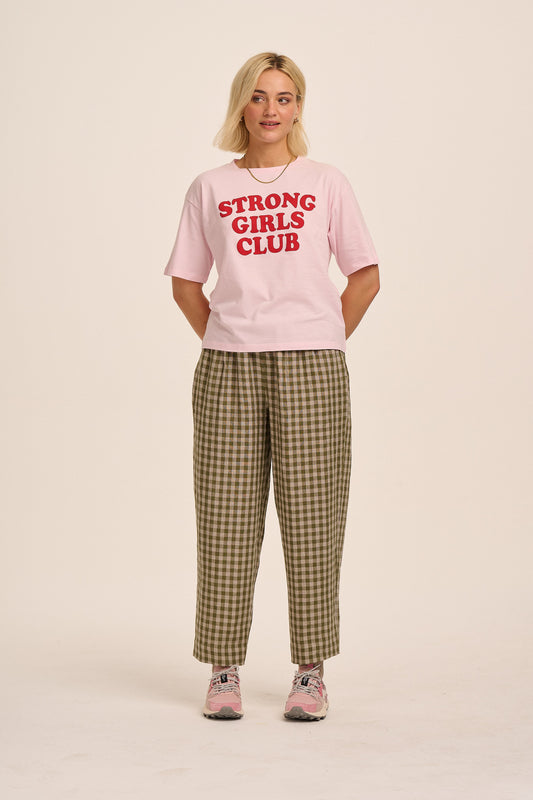 Peggy Linen Trousers - Sage & Sand Gingham