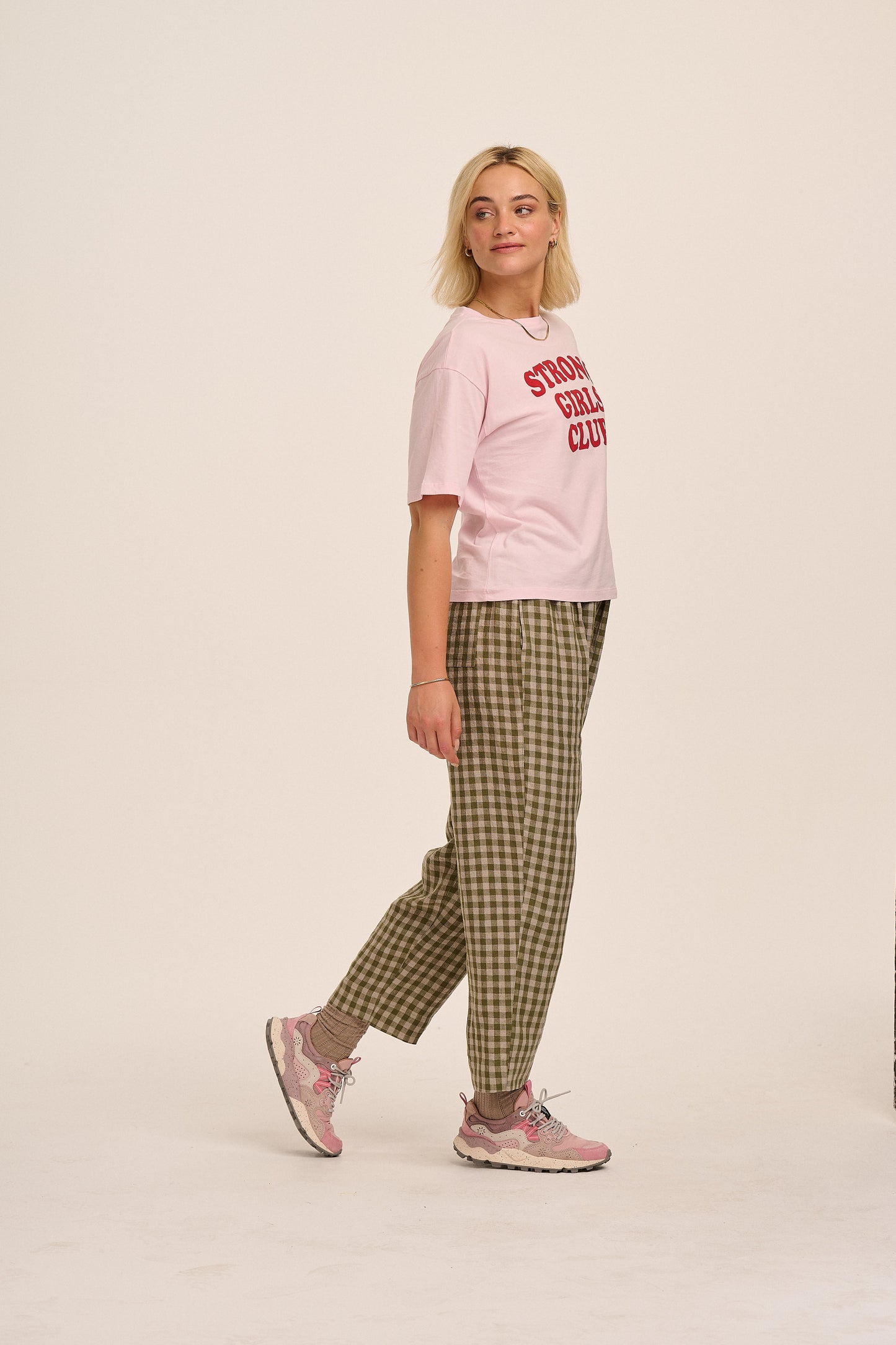 Peggy Linen Trousers - Sage & Sand Gingham