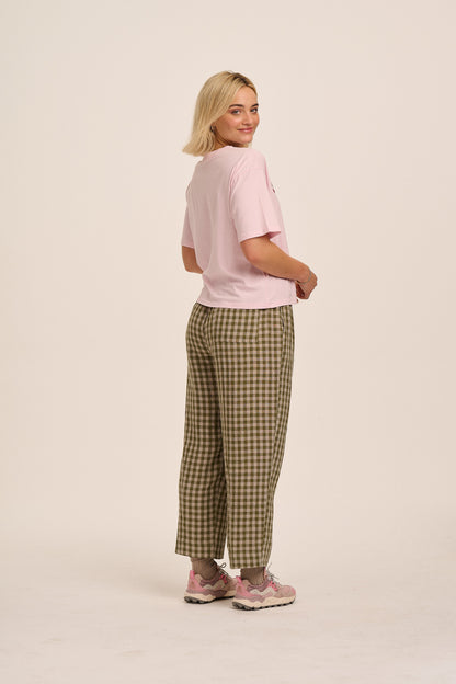 Peggy Linen Trousers - Sage & Sand Gingham