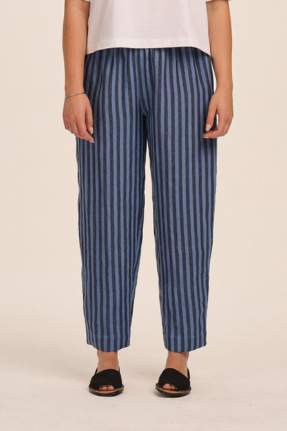 Peggy Linen Trousers - Tonal Blue Stripe