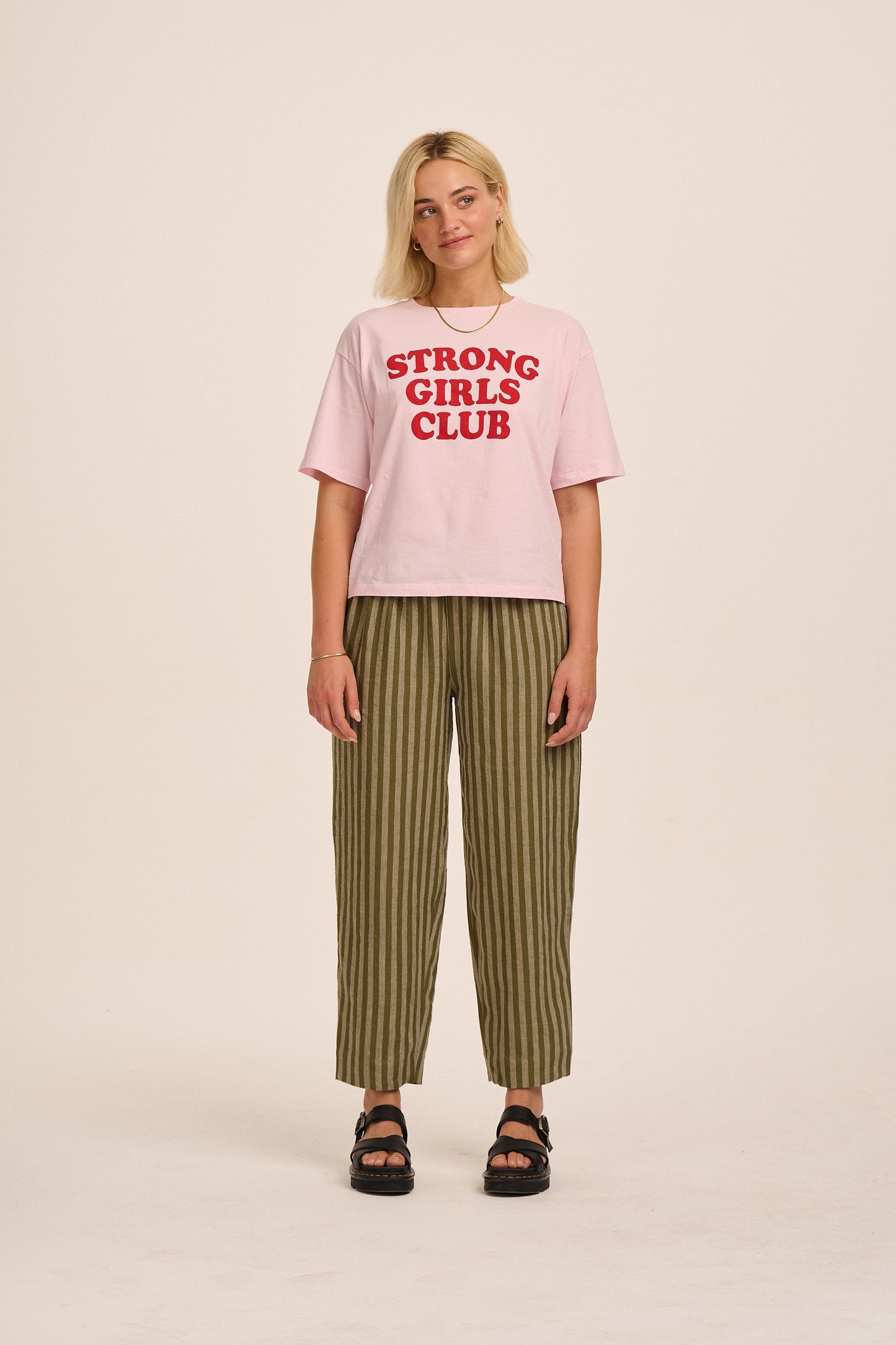 Peggy Linen Trousers - Tonal Khaki Stripe