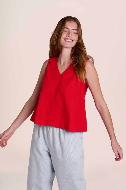 Marcy Linen Top - Red