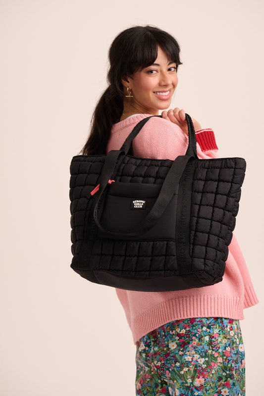 Dumpling Quilted Tote Bag - Black