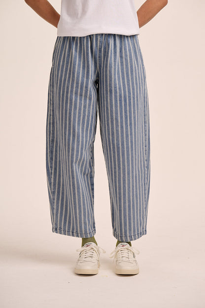 Ottie Denim Trousers - Light Wash Stripe