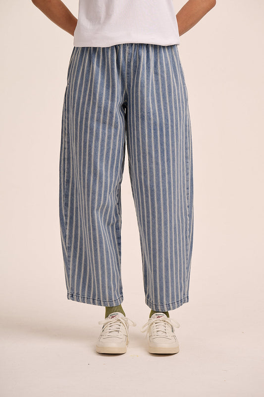 Ottie Denim Trousers - Light Wash Stripe