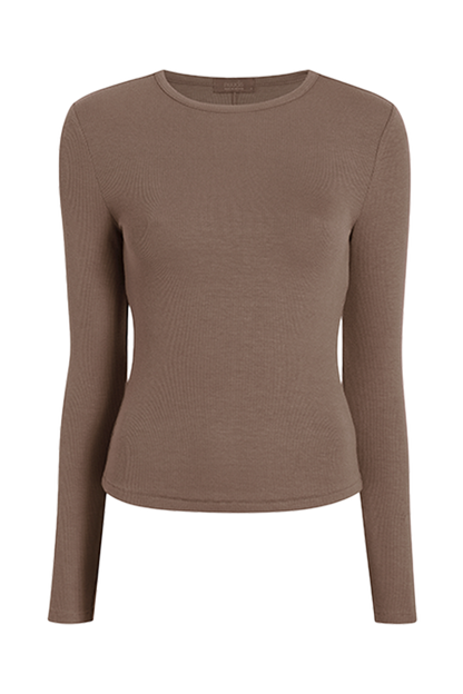 Slinky Rib Long Sleeve Shirt | Mocha