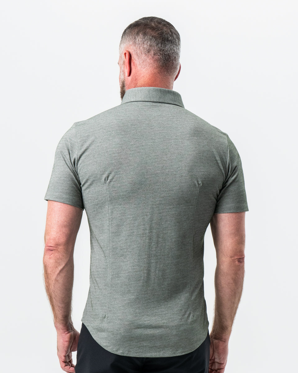 "The Armstrong" Olive Pique Short Sleeve Button Down