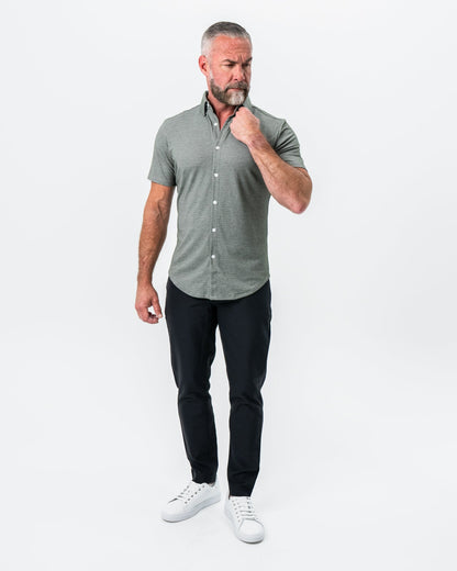 "The Armstrong" Olive Pique Short Sleeve Button Down