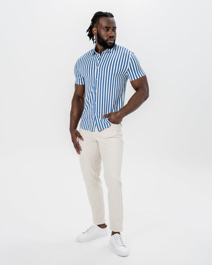"The Bay" Navy & White Bengal Stripe