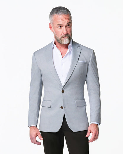 Athletic Fit Stretch Blazer - Grey Houndstooth Microcheck