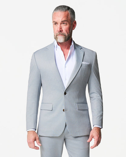 Athletic Fit Stretch Blazer - Grey Houndstooth Microcheck