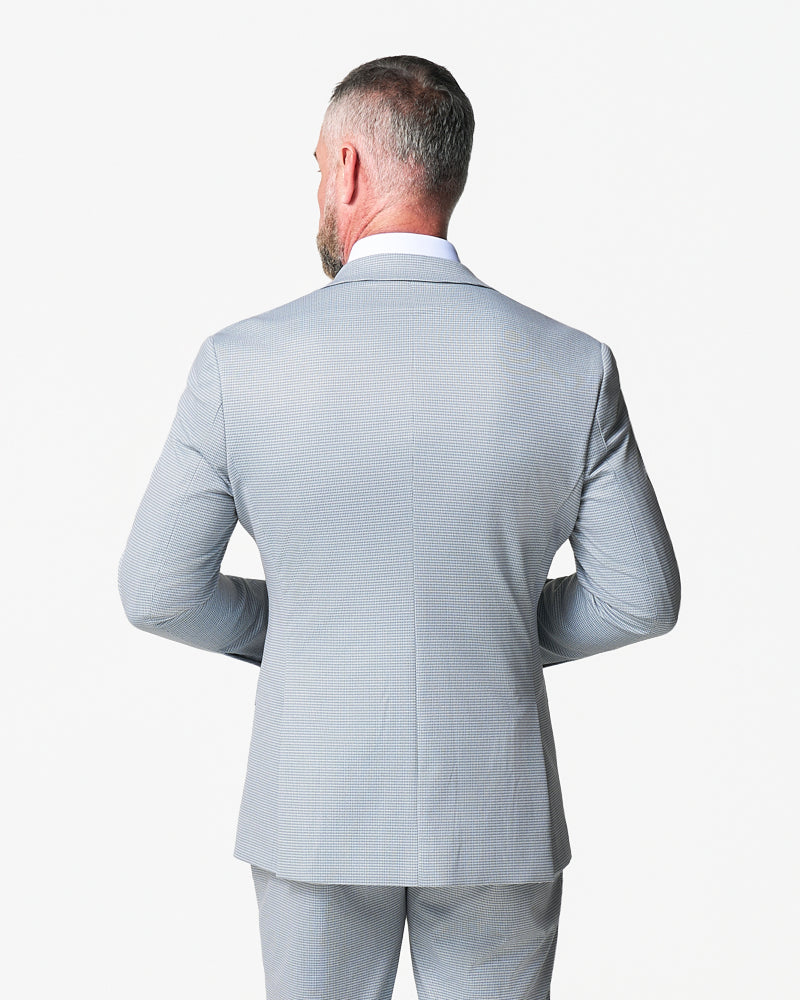 Athletic Fit Stretch Blazer - Grey Houndstooth Microcheck