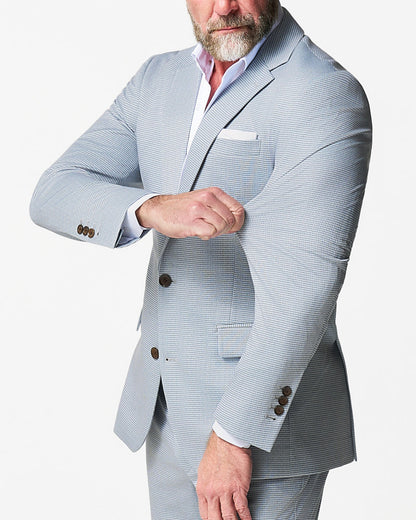 Athletic Fit Stretch Blazer - Grey Houndstooth Microcheck