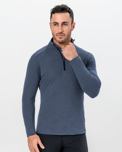 Brushed Quarter Zip - Heathered Navy