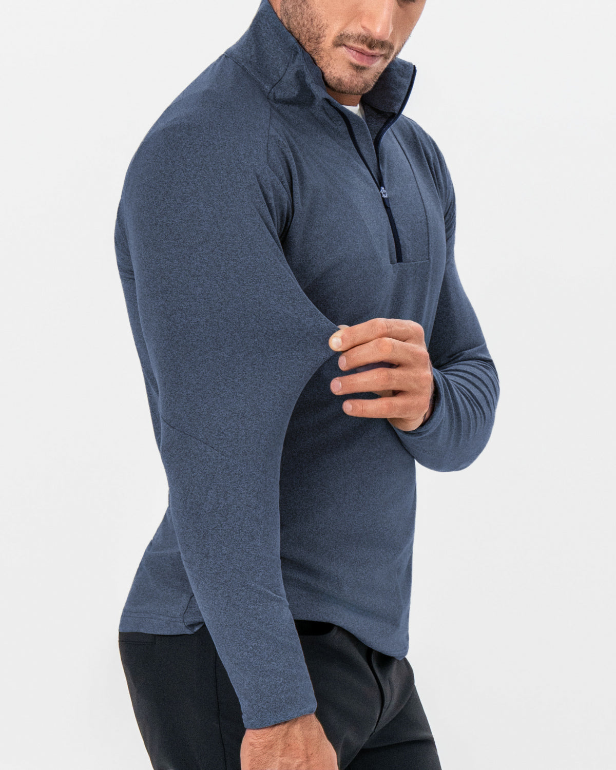 Brushed Quarter Zip - Heathered Navy