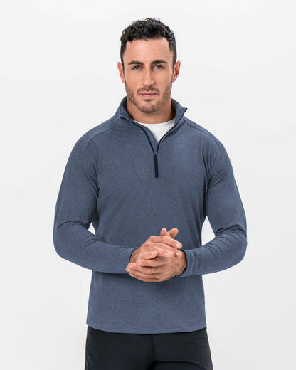 Brushed Quarter Zip - Heathered Navy