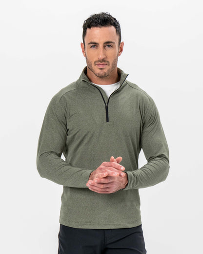 Brushed Quarter Zip - Heathered Olive