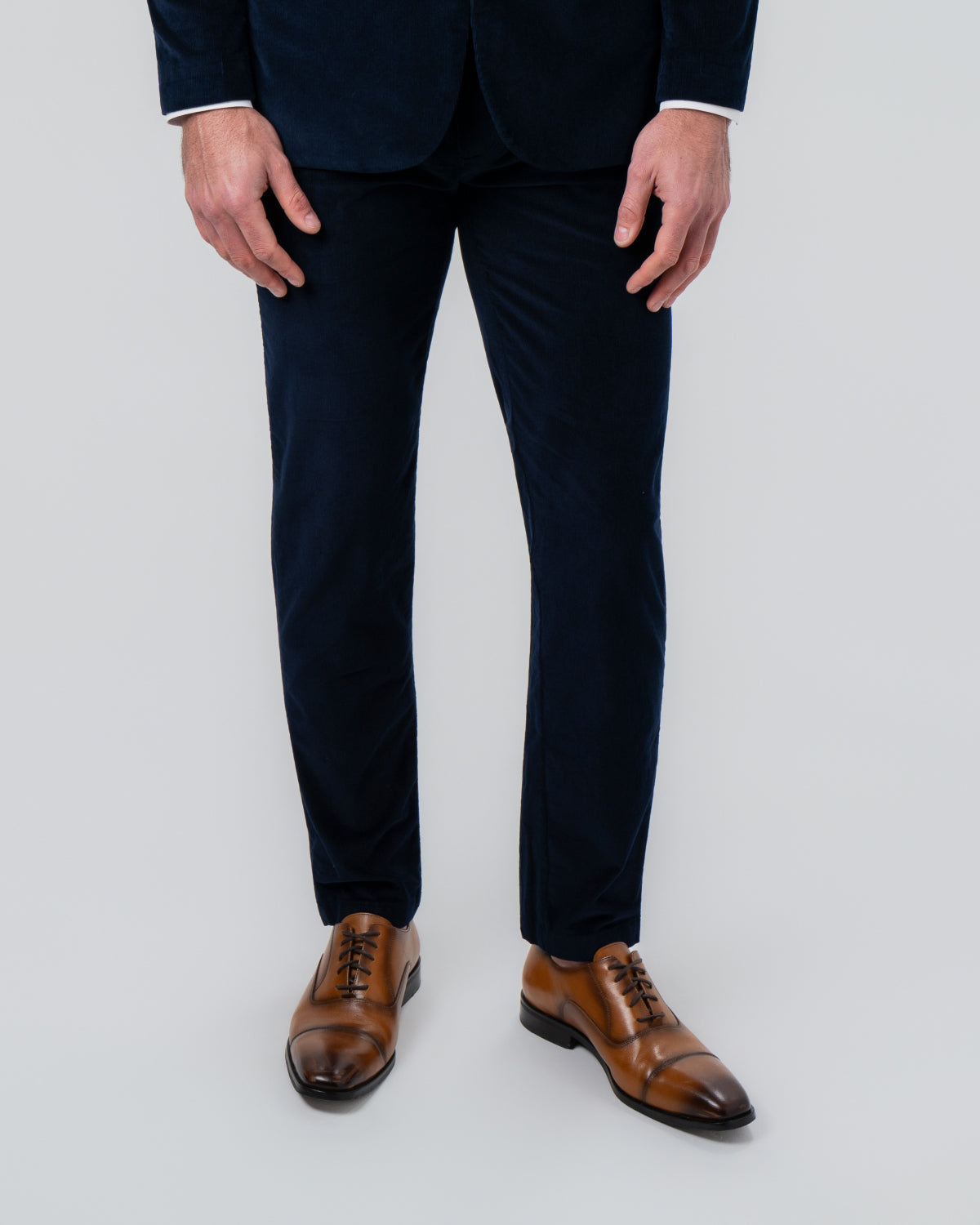 Corduroy Flat Front Waistband Pant - Dark Navy