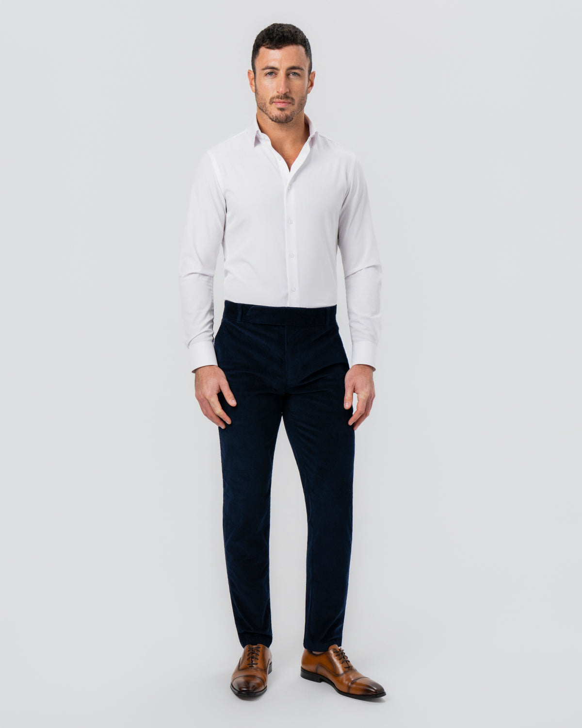 Corduroy Flat Front Waistband Pant - Dark Navy