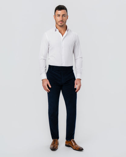 Corduroy Flat Front Waistband Pant - Dark Navy