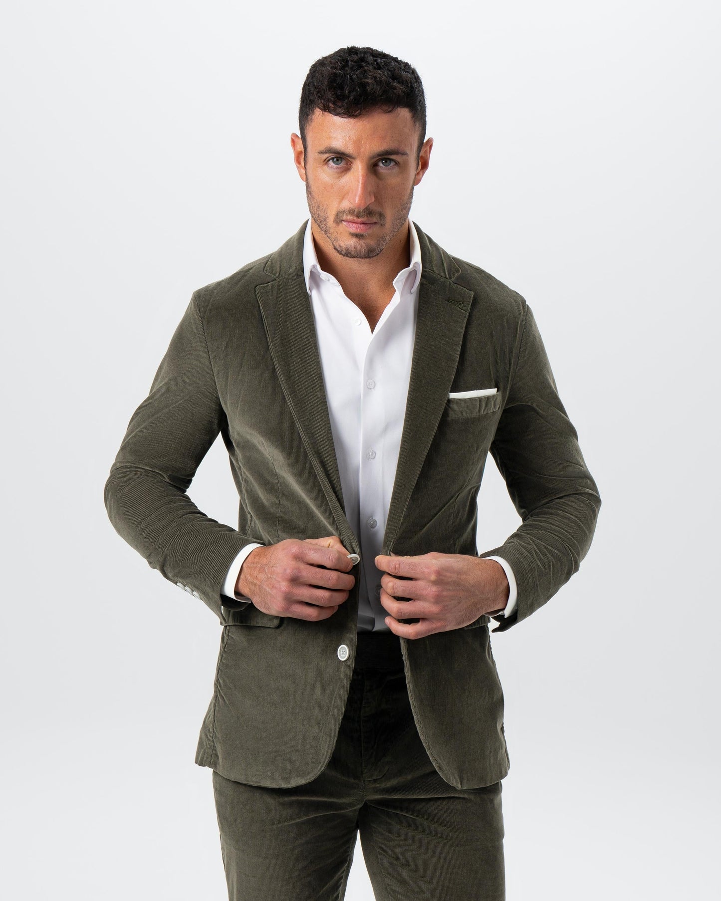Unstructured Corduroy Suit - Dark Olive