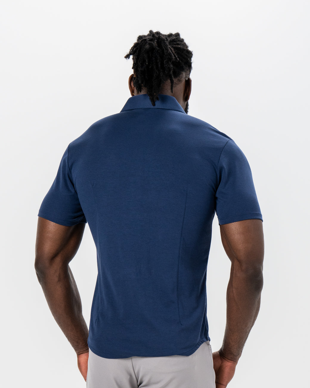 "The Deke" Navy Pique Short Sleeve Button Down