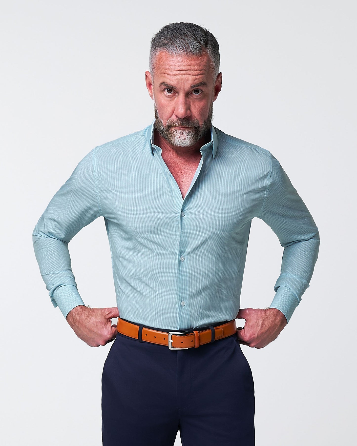 "The Atlas" Mint, Blue & White Mini Check