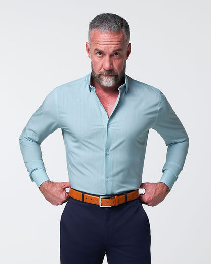 "The Atlas" Mint, Blue & White Mini Check