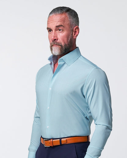 "The Atlas" Mint, Blue & White Mini Check