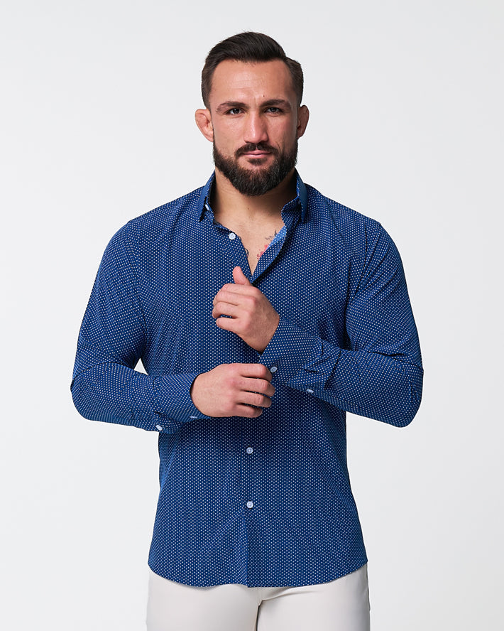 "The Boylston" Navy with White Polka Dots - Classic Fit