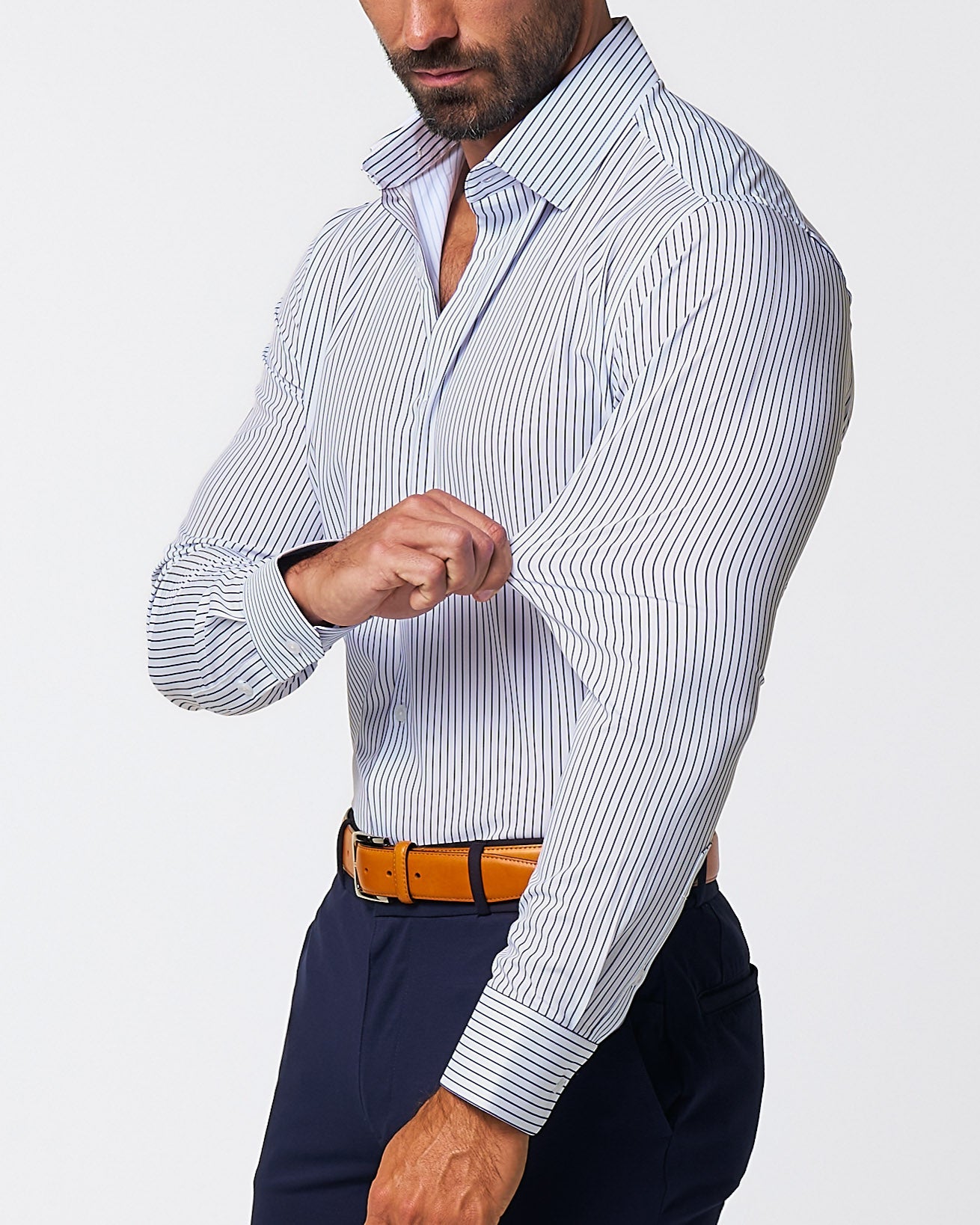 "The Hutton" Navy Pinstripe