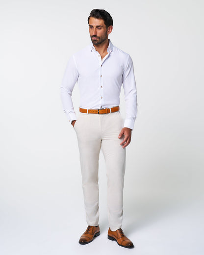 "The Leonardo" Solid White With Tortoise Shell Buttons