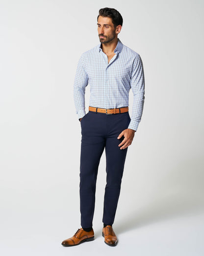 "The Marcus" Brown, White, & Light Blue Windowpane
