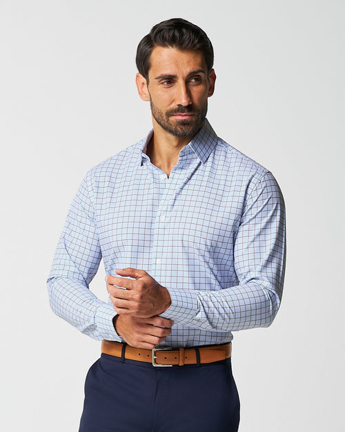 "The Marcus" Brown, White, & Light Blue Windowpane