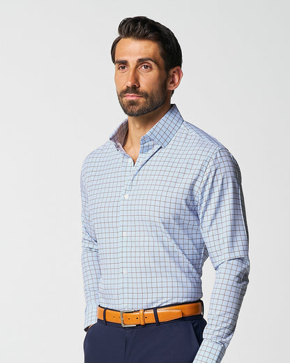 "The Marcus" Brown, White, & Light Blue Windowpane