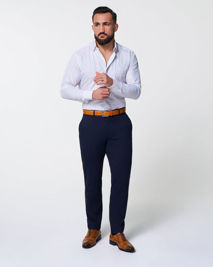 "The Shore" White with Tan Windowpane