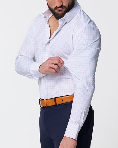 "The Shore" White with Tan Windowpane