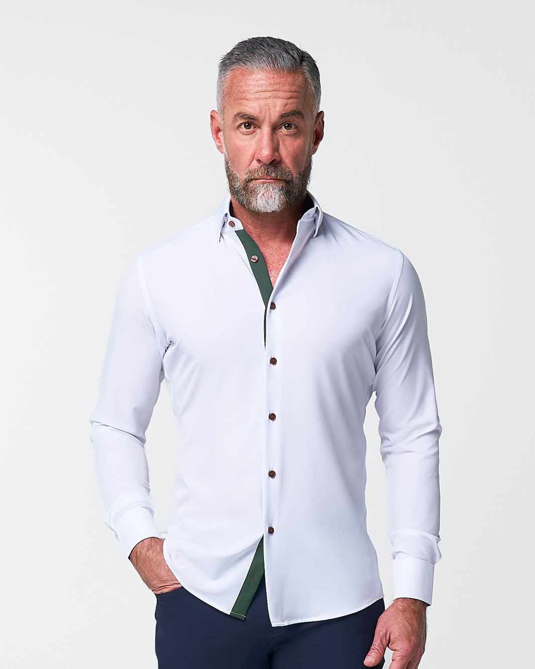 "The Smokey" Solid White With Olive Accents