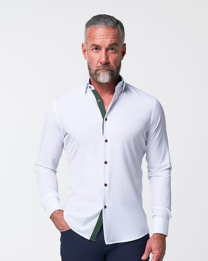 "The Smokey" Solid White With Olive Accents