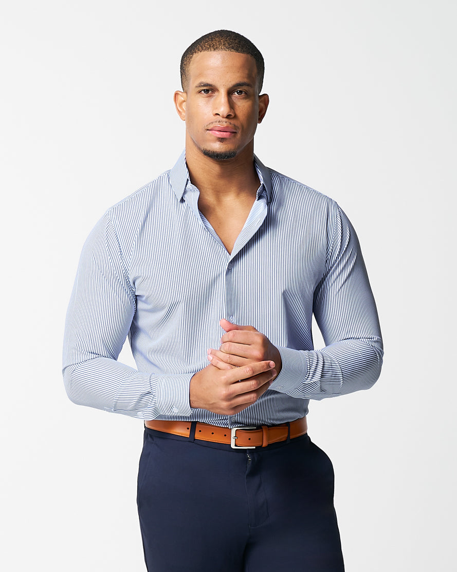 "The Tucker" Mid-Blue Bengal Stripe