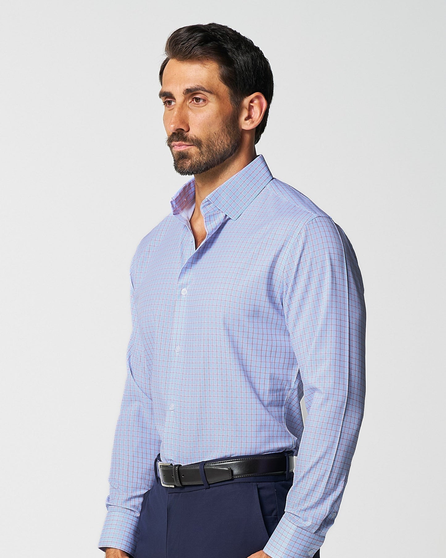 "The Weston" Light Blue, Pink & Black Plaid