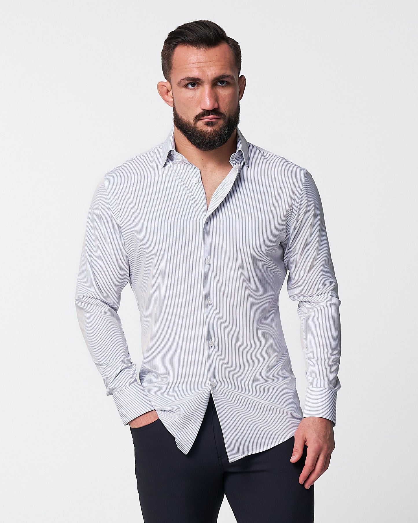 "The Wylder" Charcoal Chalked Pinstripe