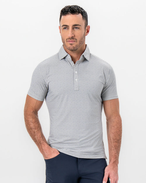 "The Frost" White with Navy Square Print