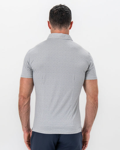 "The Frost" White with Navy Square Print