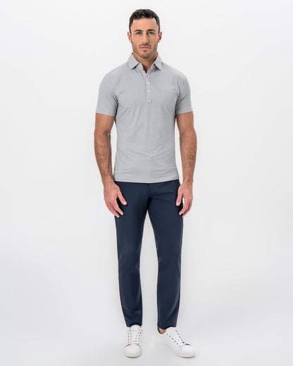 "The Frost" White with Navy Square Print