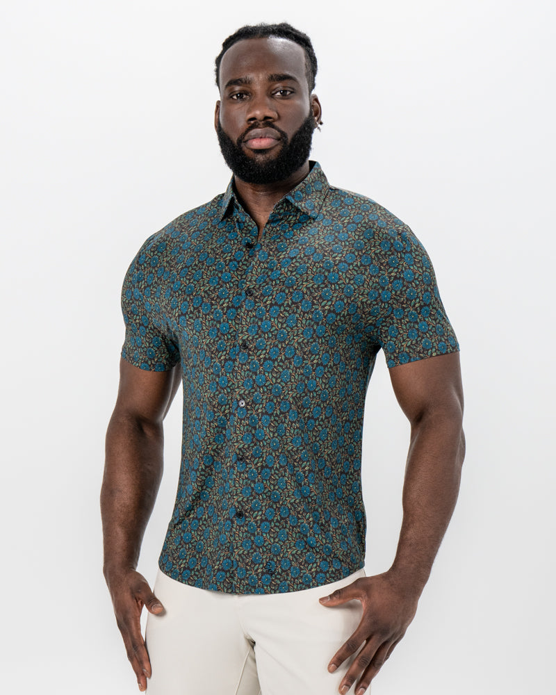 "The Lotus" Deep Brown Floral Print