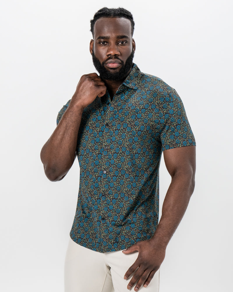"The Lotus" Deep Brown Floral Print