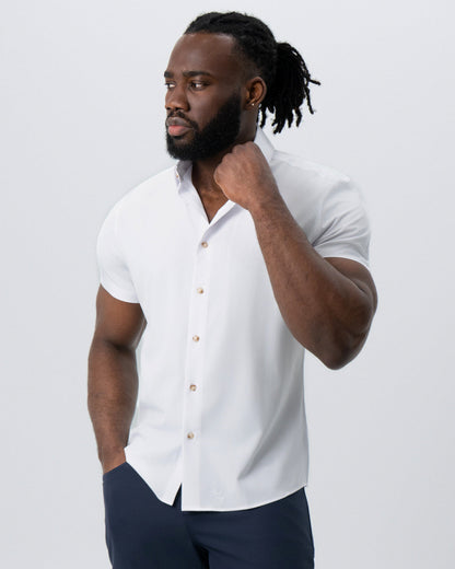 "The Marco" Solid White with Tortoise Shell Buttons
