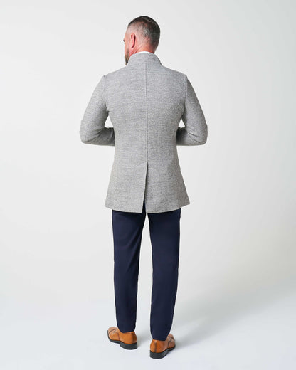 Open Button Overcoat - Grey Herringbone